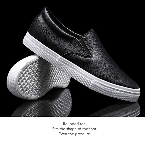 Herr Plattform Slip-On Skor Rund Tå Mjuk Sula Herr PU Läder Casual Skor för Herrar Svart 44