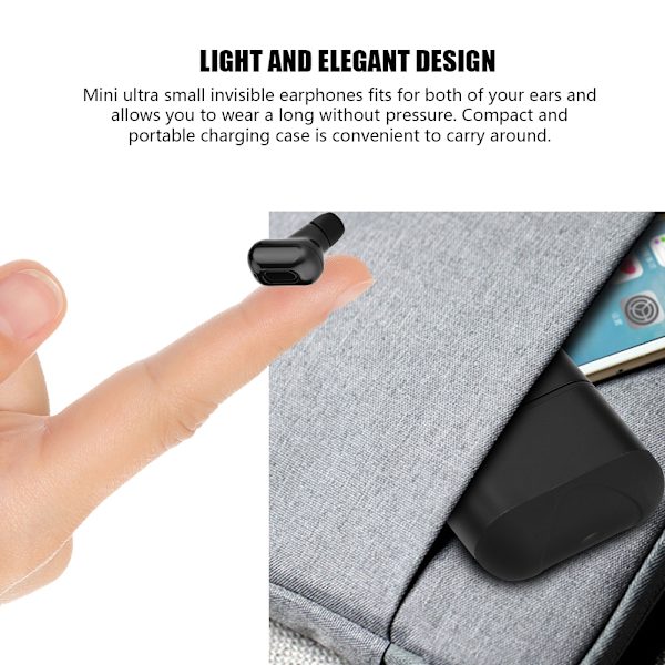 TWS trådløse Bluetooth stereohodetelefoner Mini-headset øretelefon med ladeetui for iOS/Android