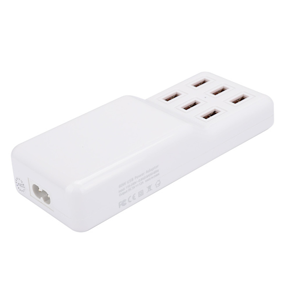 60W DC5V3.5A Utgang 6 Port USB Desktop Lader med Hvit Slank Kropp for Hjemmemiljø(  )