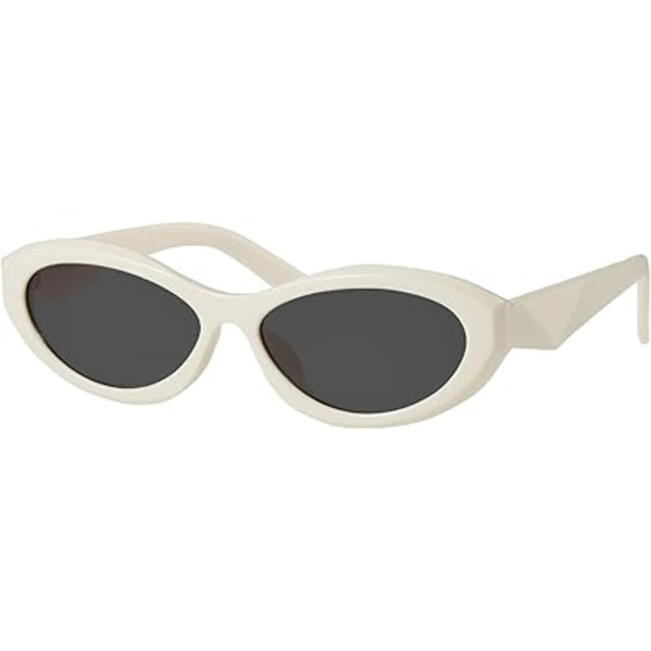 Ovalformade Cat Eye-solglasögon för Kvinnor Retro C3 White
