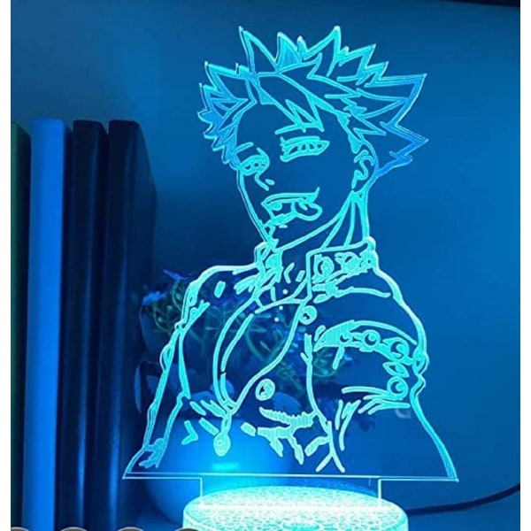 Anime Lampe Nattlys Illusionslys De Syv Dødssynder Ban Lampe 3D for Barnerom LED Dekorbelysning Barn Julegave Sengelampe Fargerik