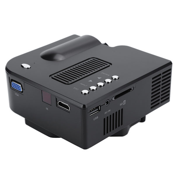 Bærbar hjemmebiograf LED Mini kablet projektor HD 1080P VGA USB HDMI   Sort