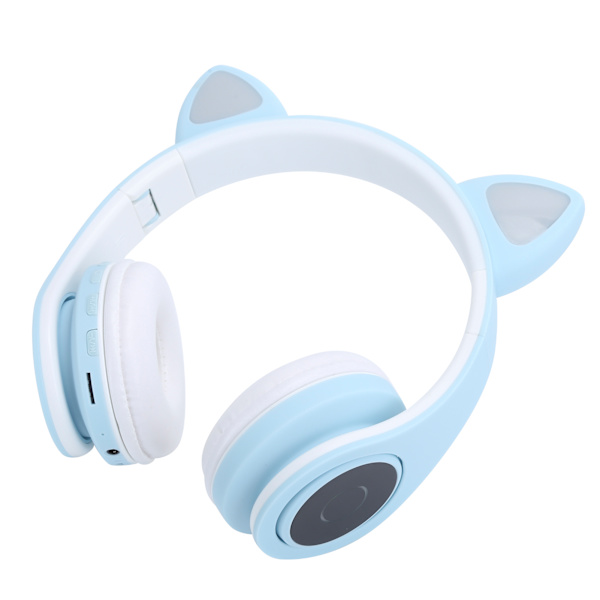 LED-hodetelefoner med katteører, støyreduksjon, Bluetooth 5.0, bærbar headset med mikrofon