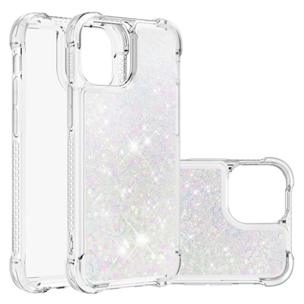 Glitterfodral för iPhone 14 Pro Max, flickor, Bling Quicksand, mjuk TPU, glänsande, glittrande, flytande, vackert, genomskinligt fodral
