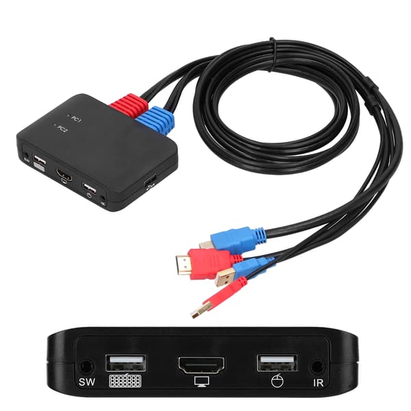 2 Port HDMI KVM-switch med kabler 4K 60Hz HDMI-switchboks til Windows/IOS/OS X/Linux