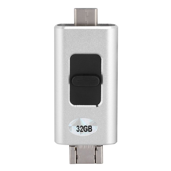 32G Fashion Multifunktion 4-i-1 U-disk til Android Type-C Passer til iPhone iPad (Sølv)
