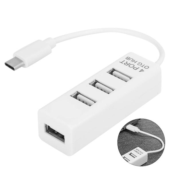 4-Port Hub USB Splitter Tablet Mobiltelefon Tilbehør OTG Hvid Bærbar Dataoverførsel