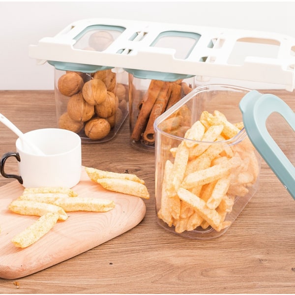 Lufttette matbeholdere med lokksett - 5 PC sett lekkasjesikre plastbeholdere for kaffe, pasta, frokostblanding