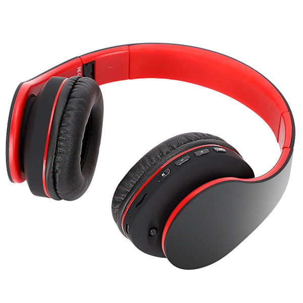 WH-816 Foldbar trådløs Bluetooth-headset Justerbar hovedbøjle Hovedtelefon HeadsetSort og rød