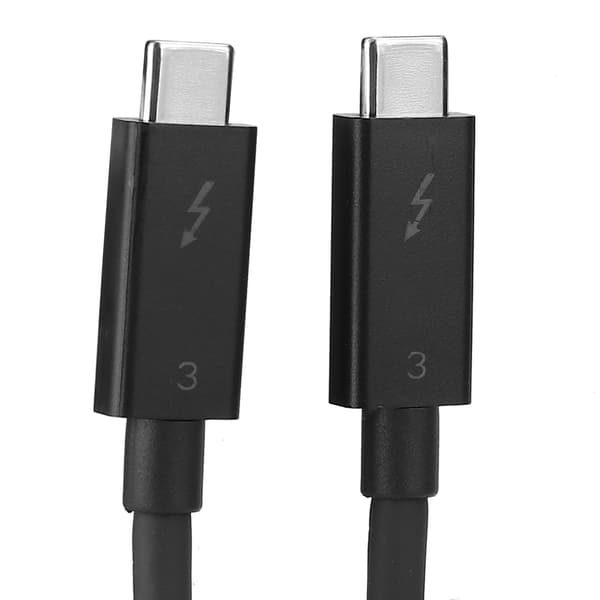 Data Cord Dual Adapter Fast Charging Cable 40Gbps High Speed 5K HD Display Wire for Thunderbolt3Black 0.7 m