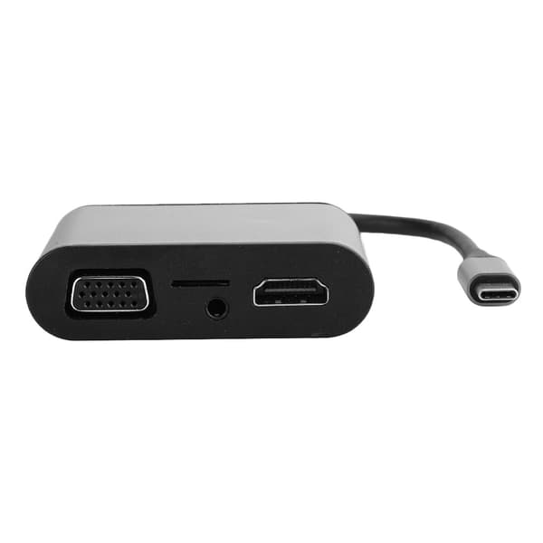 8 i 1 USB C Hub Grå Multifunksjonell Utvidelsesdokk Type C til HDMiVGaPD-kontakt (Grå)