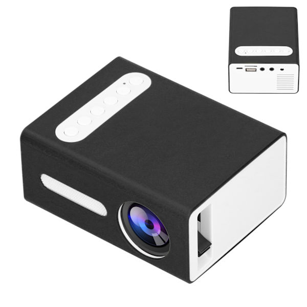 Mini-kotiprojektori, kannettava LED-kotimediavideon toistolaite, lasten teatteri T300 (mustavalkoinen)