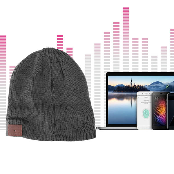 Trådløs Bluetooth Hat Stereo Hovedtelefoner Sports Strikket Hue Headset Musik Cap(Mørkegrå)