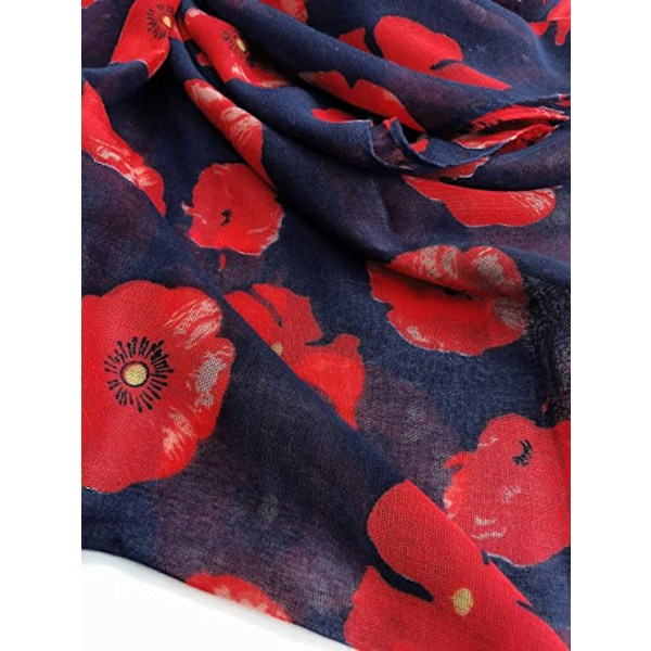 Poppy Scarf - Dam lätt blommig sjal för kvinnor, resetillbehör för våren, lätt, mjuk och andningsbar