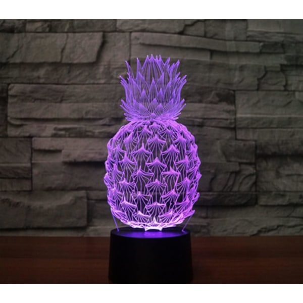 3D Ananas Fjärrkontroll 16 Färger Nattlampor Illusion Akryl LED Bord Sänglampa Barn Sovrum Skrivbords Dekoration Födelsedagspresenter Leksak för Barn