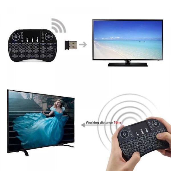Mini-tangentbord i8 2.4G Air Mouse Trådlöst tangentbord med pekplatta, Uppladdningsbart handhållet tangentbord Fjärrkontroll för Smart TV, Android TV Box