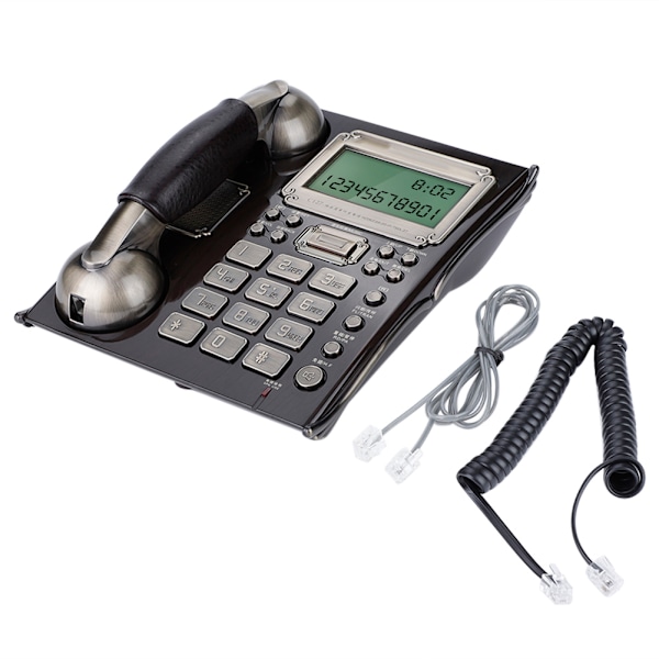 Europeisk antik vintage fast telefon fast telefon (svart persikoträ)