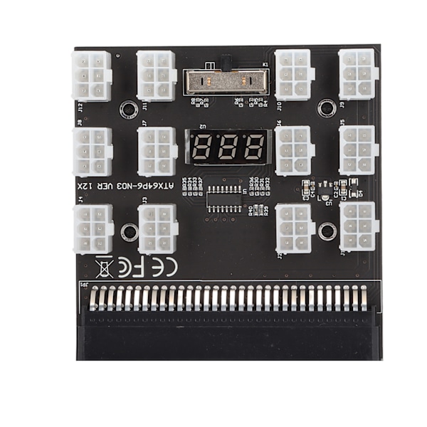 PSU-kort Svart PCB Plastmaterial 12 ATX 2x3 Pin Uttak LED Spenningsdisplay Strømkobling