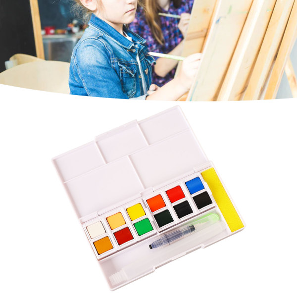 Professionelt akvarelfarvesæt 12 farver bærbart rejseakvarelsæt til børn, der maler