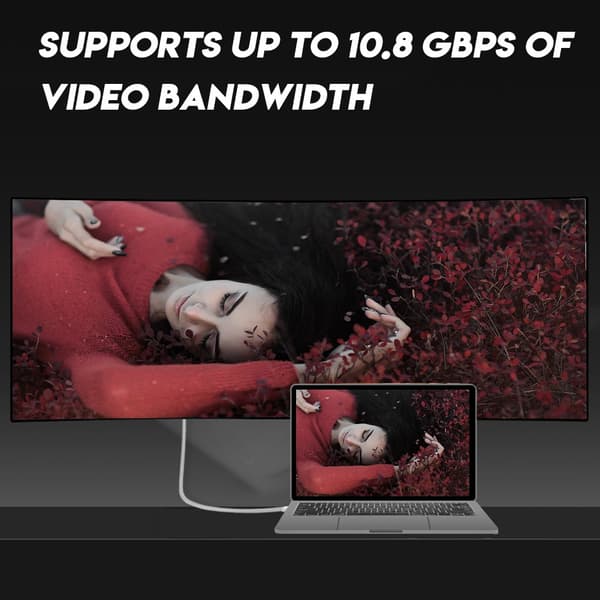 Mini DP DisplayPort til DVI HD Adapter Konverterkabel 1.8M Hvit