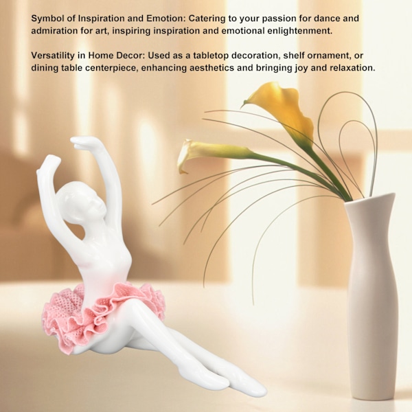 Balletdanser Statue Pink Ballerina Figur Keramisk Figur Dekoration til Bord Hylde Soveværelse Stue