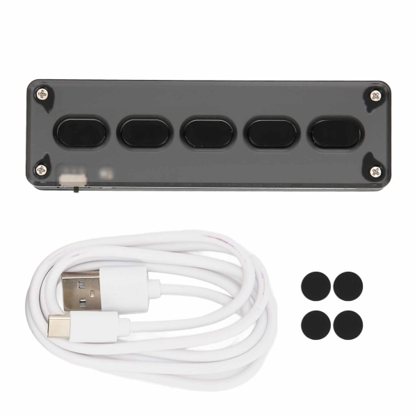 Programmerbart tastatur 5 taster Kablet USB Trådløs Bluetooth Dual Mode Mini Silikon Mute DIY Programmerbart Gaming Keyboard Svart