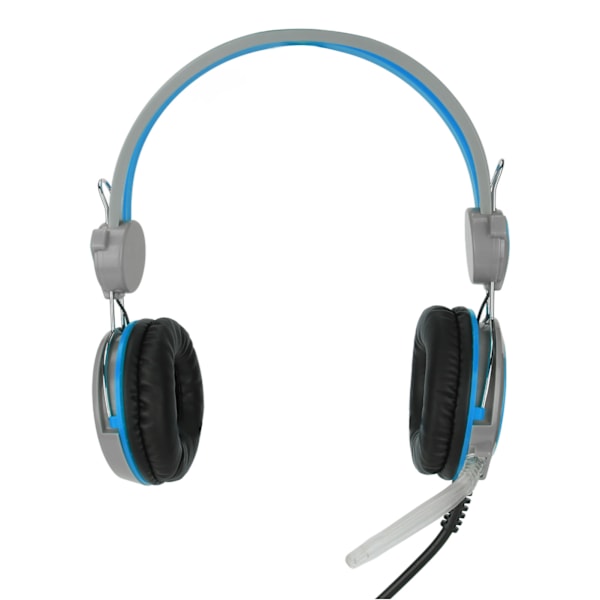 Gaming Headset Støydempende Stereo Ergonomisk Kablet Dataspill Hodetelefon med Mikrofon for PC Blå