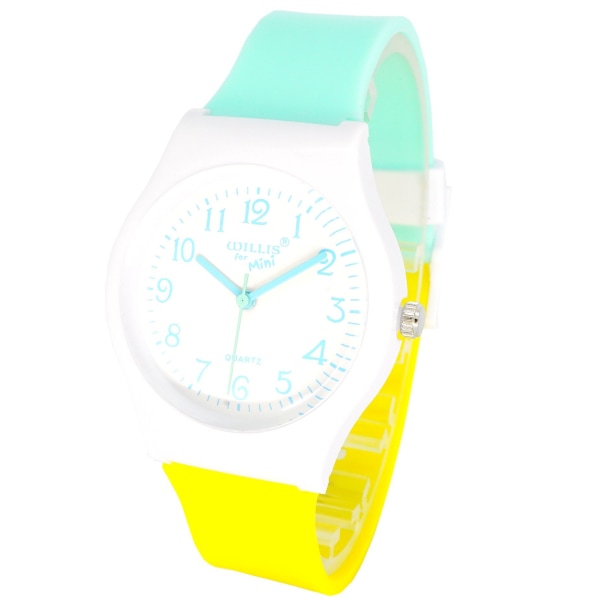 Farverige drenge pigeure, teenagere Student Time armbåndsur Blødt silikonebånd (lysegrønt)