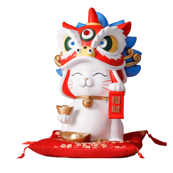 Fortune Cat Figure Ornament Fortune Cat Saving Pot Coin Bank Decoration for Shop Office White