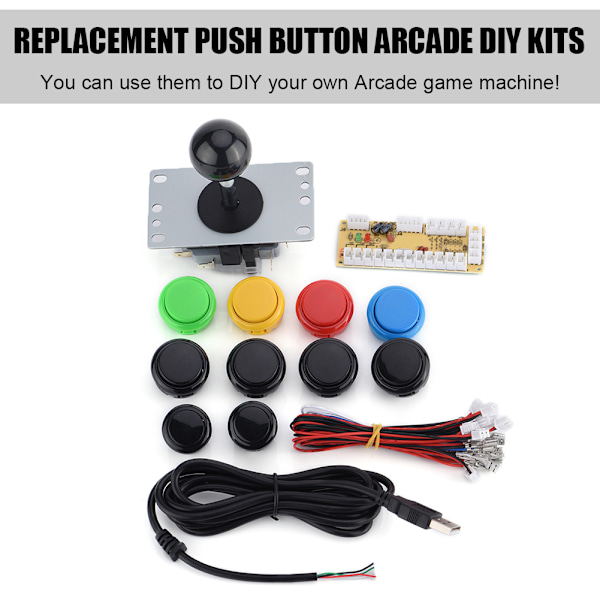 USB Arcade Dele Komponenter Joystick + Farve Trykknap Kits Spil Controller DIY Udskiftning Kits
