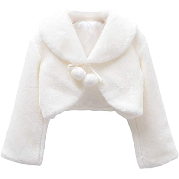 Pige Prinsesse Kunstpels Blomster Bolero Shrug Fest Bryllupskjole, Skulderbredde Omkring 45cm, Længde Omkring 45cm