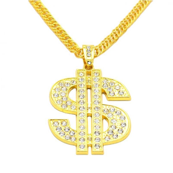 Kæde til mænd med dollartegnsvedhæng Halskæde, Hip Hop Dollar Halskæde