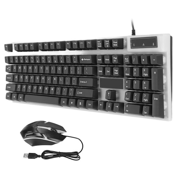 Tangentbord Mus Combo Trådbunden USB 104 Tangenter LED Färgad Bakgrundsbelysning Datortillbehör för Win10Svart