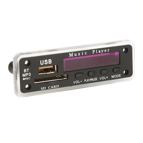 DC12V Bluetooth 5.0 Dekoding Board Støtte SD-kort USB FM AUX Bluetooth Opptak Tilbakekalling MP3 Dekoding Board Modul Svart