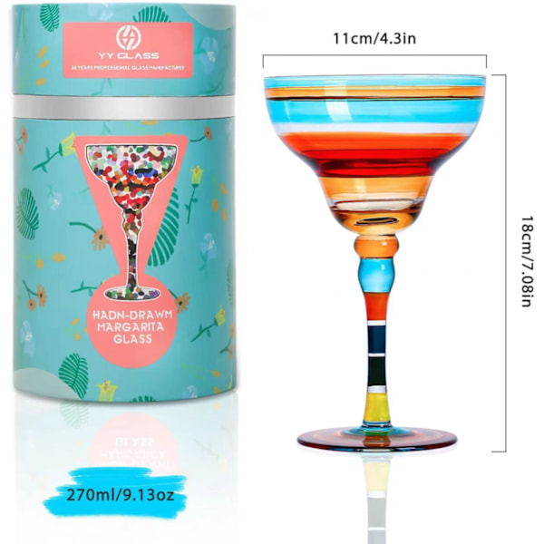 Håndmalet Margarita-glas - Marokkansk kollektion - Håndmalet glaskunst af kunstnere - Unikke og dekorative Margarita-glas