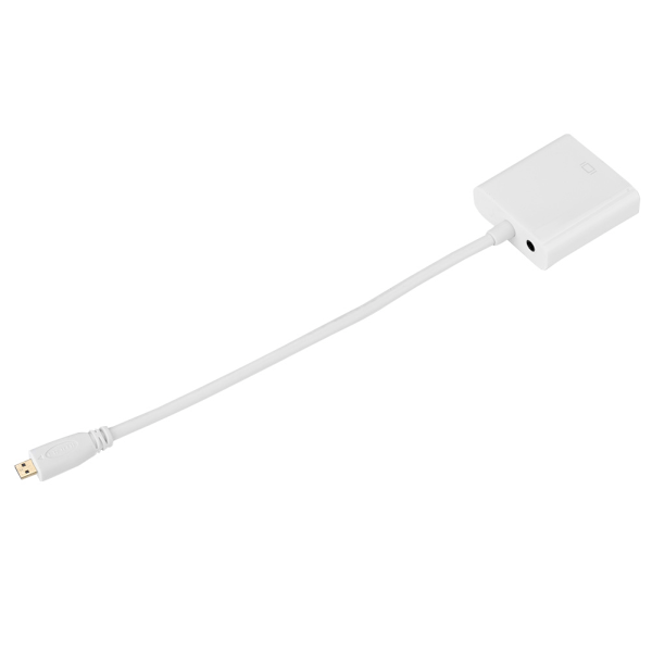 HDMI til VGA HDMI-konverteradapterkabel for datamaskin/DVD/digital dekoder (hvit)