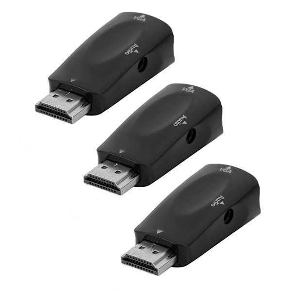 3 set HDMI-hane till VGA-hona-omvandlare 1080P videoadapter med ljudutgångskabel