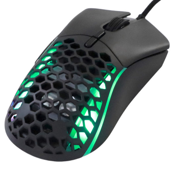 RGB-mus med 13 lystilstande, 6 niveauer DPI, frit vægtdesign, sort ergonomisk gamingmus til computer til spil