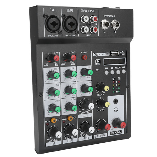 Bærbar 4-kanals BT-miksekonsol Digital lydmikser Indbygget Reverb-effekt