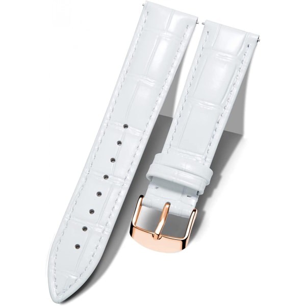 AVEKI Watch i äkta läder Flerfärgat vattentätt för män kvinnor, GR-vit (22 mm)