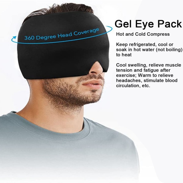 Gel Eye Pack Lett gjenbrukbar kjølende gel øyepakke for hodepine Puffiness Migrene Stress Relief Black