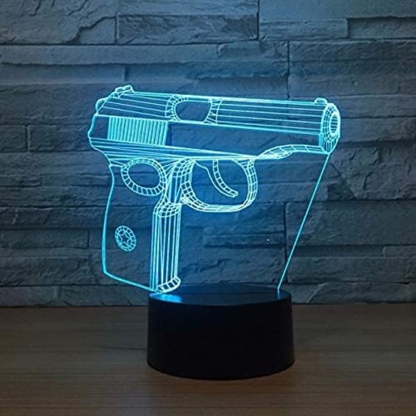 3D Asemakokoinen Yövalo Lamppu Illuusio 7 Väriä Vaihtuva Kosketuskytkin Pöytä Työpöydän Koriste Lamput Akryyli Tasainen ABS-Jalusta USB-Kaapeli Syntymäpäivälahja Lelut