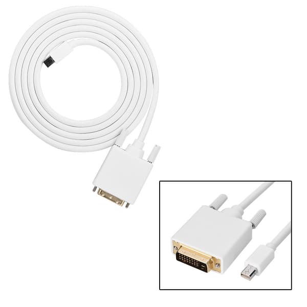 Mini DP DisplayPort til DVI HD Adapter Konverter Kabel 1.8M Hvid