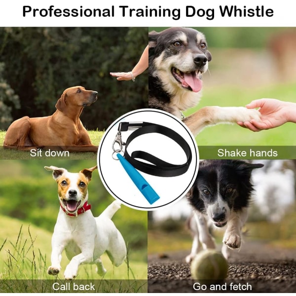 2 st hundvissla för att stoppa grannens hund från att skälla, tysta visselpipor lätta att bära, professionellt hundträningsverktyg med svart snöre (ljusblå)