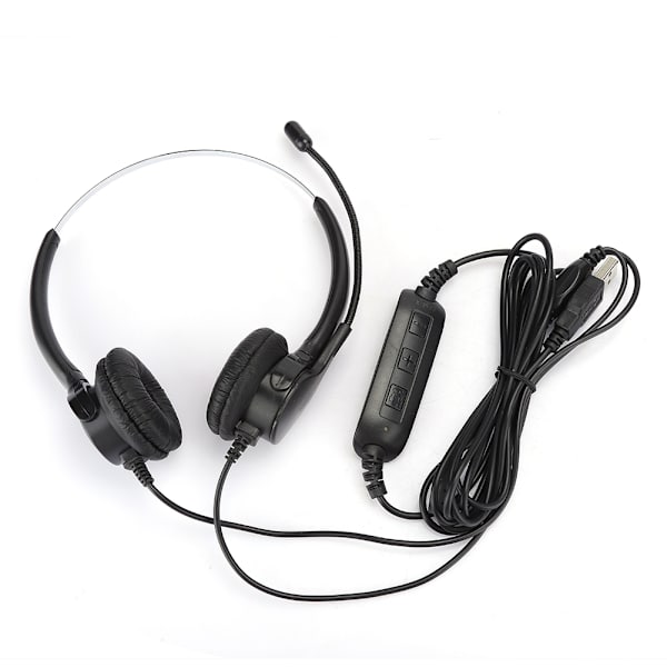 Hodesett Binaural USB Hodetelefon Øretelefon Datamaskin Bærbar Tilbehør for Skype / QQ / MSN