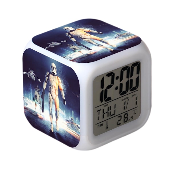 Star Wars väckarklocka Film The Force Awakens LED väckarklocka Kvadratisk klocka Digital väckarklocka med tid, temperatur, alarm, datum
