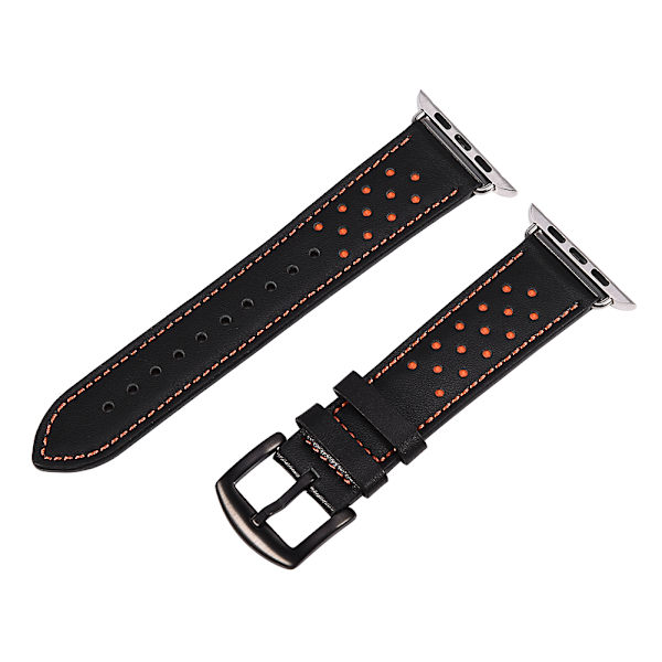 Lærrembånd til Apple Watch iWatch Sort og Orange 42mm