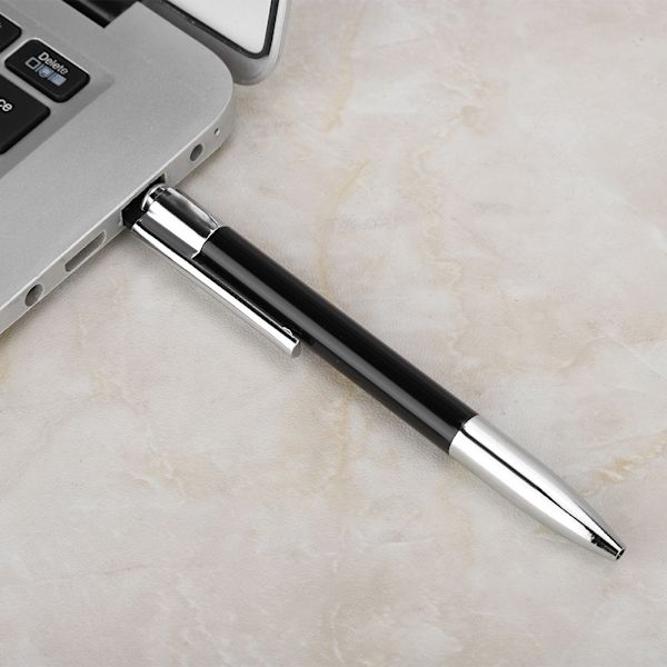 Ultra Fin 2 i 1 U Disk+Kuglepen USB2.0 Flash Dirve Pen (Sort 8G)