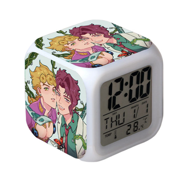 Wekity Anime  Alarmklokke One Piece LED firkantet klokke Digital alarmklokke med tid, temperatur, alarm, dato