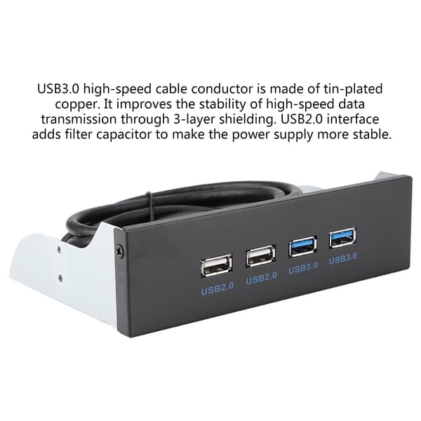 2 Port USB 3.0 + 2 Port USB 2.0 HUB Utvidelses Frontpanel